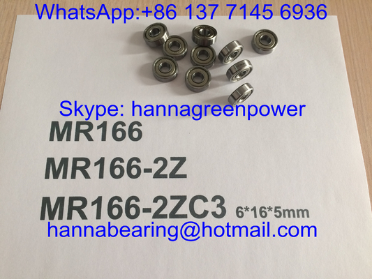 Roulements à billes profonds de cannelure de MR166ZZ/MR166-2ZC3/MR166Z avec les boucliers en métal, 6*16*5mm