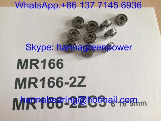 Roulements à billes profonds de cannelure de MR166ZZ/MR166-2ZC3/MR166Z avec les boucliers en métal, 6*16*5mm